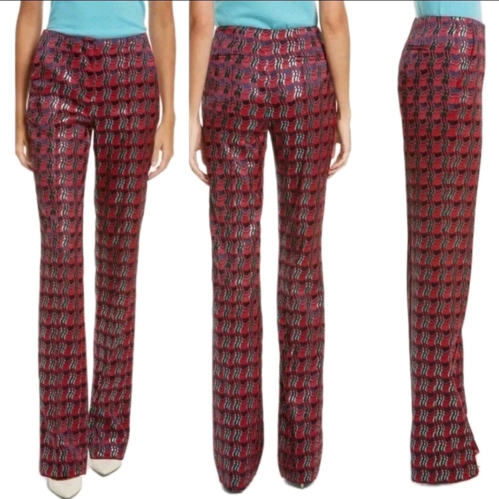 NWT Diane Von Furstenberg Woven Metallic Pleat-front Pants. Retail $468